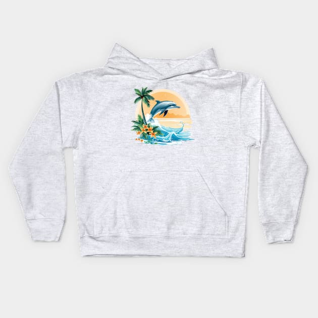 I Love Dolphins Kids Hoodie by TooplesArt